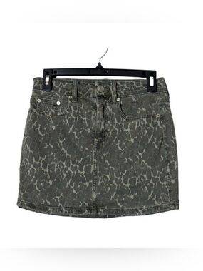 Y2K American‎ Eagle Micro Mini Camo Skirt Size 2 Jean Denim Festival Army Green